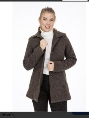 H&M Tailored Herringbone Tweed Coat Wool Brown Jacket With Color Flecks Sizr 4